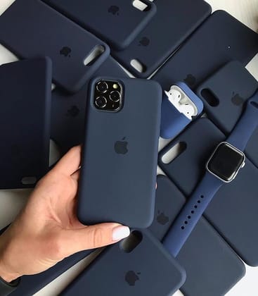 Deep Blue Silicone Premium Back Cover By iSeriesHub Compatible for iPhone-iPhone 15 Pro Max