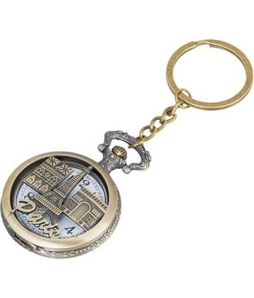 Shubheksha Paris Eiffel Tower Theme Designer Pocket Watch Vintage Clock Metallic Keyring Key Chain