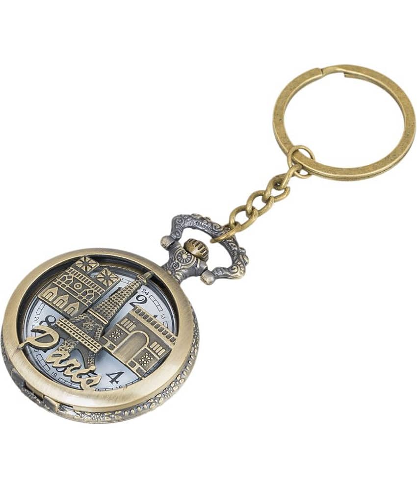 Shubheksha Paris Eiffel Tower Theme Designer Pocket Watch Vintage Clock Metallic Keyring Key Chain