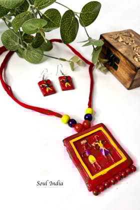 Handmade Terracotta Warli Art Jewellery Set