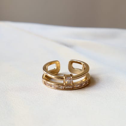 Double Stacker 18K Gold Plated & Silver Plated Ring-Gold