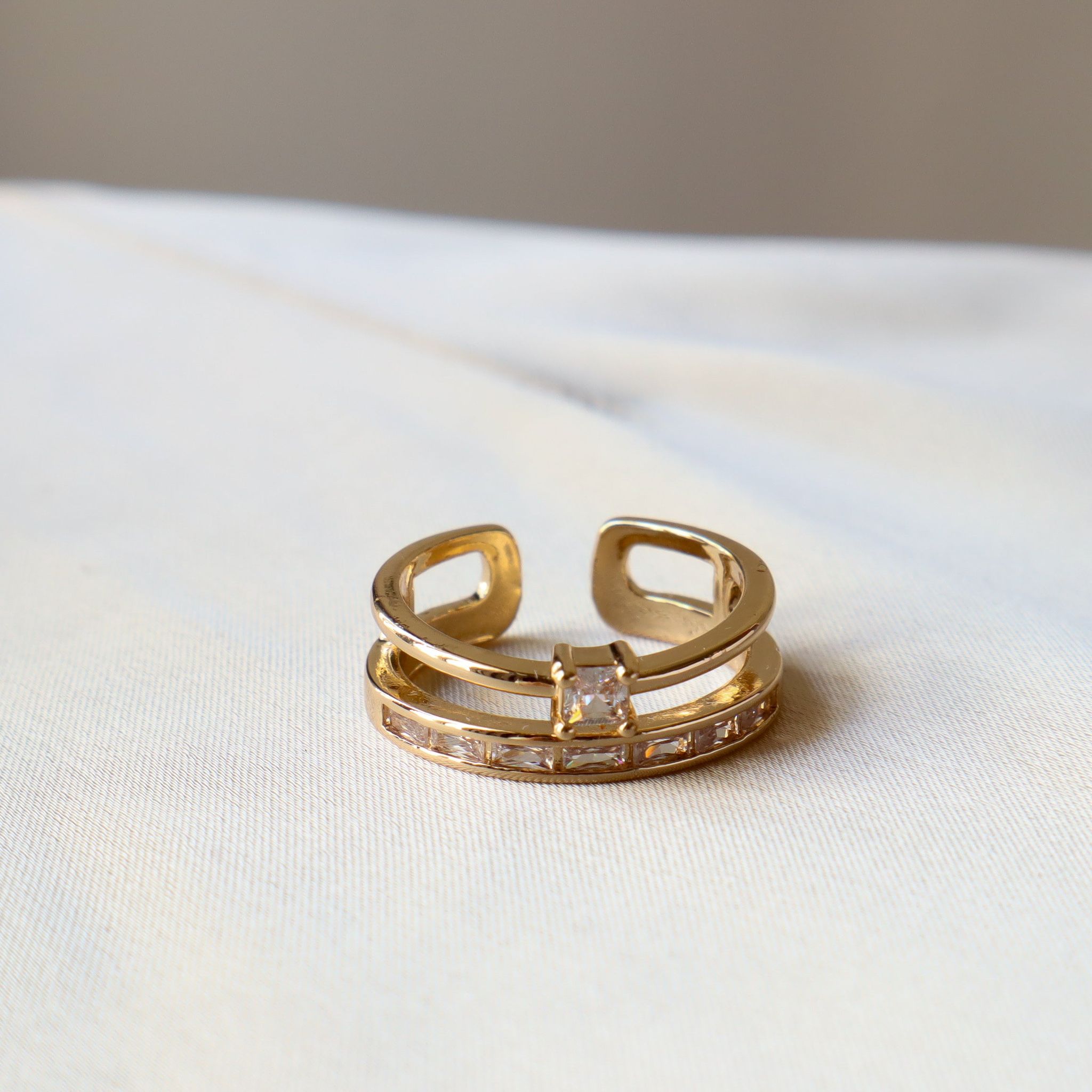 Double Stacker 18K Gold Plated & Silver Plated Ring-Gold