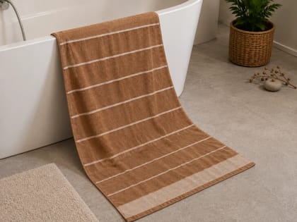 Cotton Striped Brown Full Size Towel