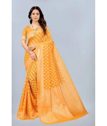 NENCY FASHION Cotton Embellished Saree With Unstitched Blouse Piece ( LightGreen )