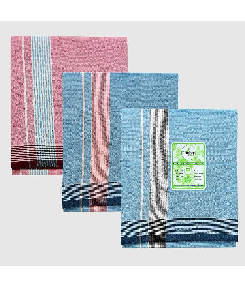 Feather Green - Multicolor Cotton Mens Lungi ( Pack of 3 ) - None