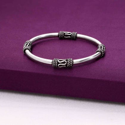 Stylish Motif Silver Children Bracelet-None / Oxidised Silver