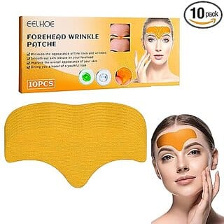 TLISMI 10 Pcs Forehead Wrinkle Patch Anti-wrinkle forehead pads- Smooth Face Mask with Hydrolysed Collagen Face Treatment Multipurpose Lightweight Effective Anti-Aging Forehead Mask for Men& Women