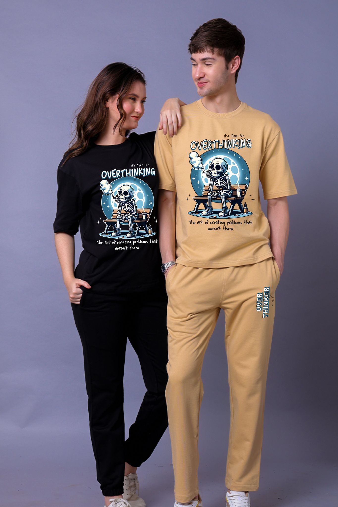 Overthinking Couple Co-Ord Set With Joggers (Pack of 2)