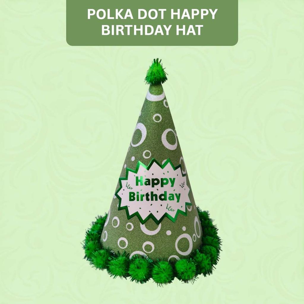 Assorted Colour Polka Dot Hat with Fringe w/Happy Birthday - Party and Festive Needs | Buy online on ZillyBuy