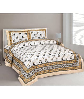 Uniqchoice - Peach Cotton King Size Bedsheet With 2 Pillow Covers