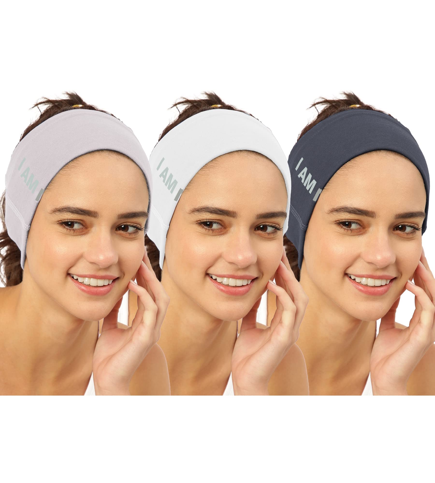 FREECULTR Unisex Bamboo Bandana, Anti Microbial Super Soft & Comfort Fit, Breathable Multipurpose Headband, Face Mask for Dust Protection and Sun - Size Printed Pack of 3-Sand, White, Charcol
