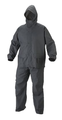 Romano nx 100% Waterproof Heavy Duty Double Layer Hooded Rain Coat Men with Jacket and Pant in a Storage Bag-Medium