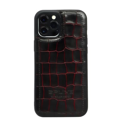 Apple iPhone Series Red Lava Inspired Deep Cut Croco Leather Mobile Cover by Brune & Bareskin-12 Pro Max