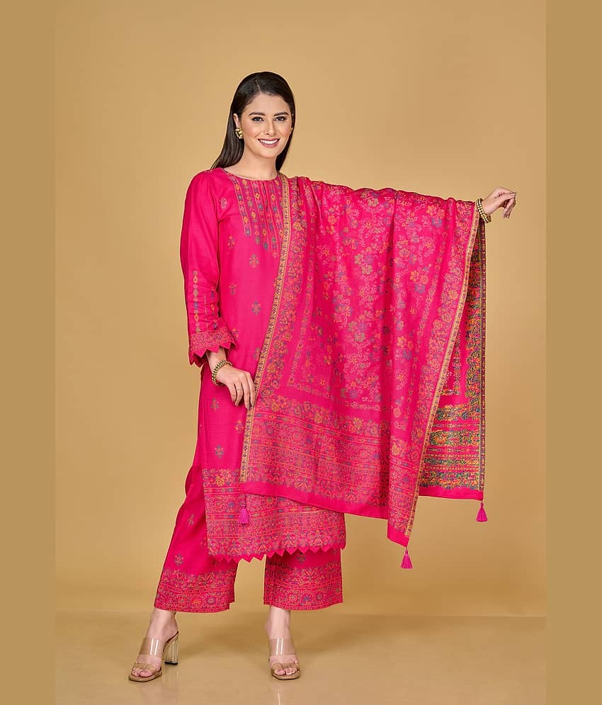 SAFAA Unstitched Woollen Self Design Dress Material - Red ( Pack of 1 )
