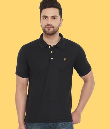 The Million Club Pack of 1 Cotton Regular Fit Solid Half Sleeves Men's Polo T Shirt ( Black )