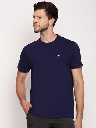 Mens Premium Cotton Half Sleeve Crew Neck T-Shirts-XL / Navy