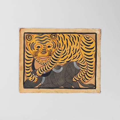 Bengal Tiger Pattachitra Painting 11 x 13.75 Inches ( Unframed )-None / 11 inches x 13.75 inches / Paper