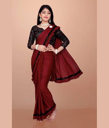 JULEE Lycra Saree For Girls ( Black , Pack of 1 )