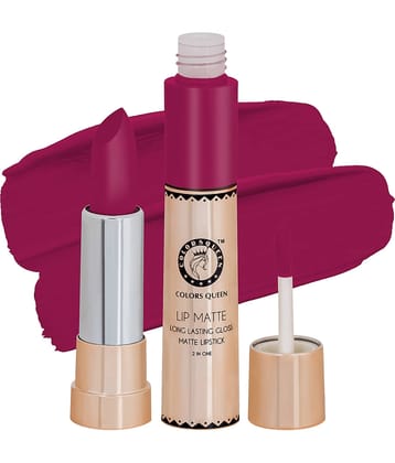 Colors Queen 2 in 1 Matte Finish Water Proof Lipstick Pink (Shade - 30)