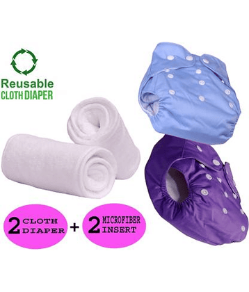 Little Warriors Waterproof Reusable Washable Cloth Diaper Nappies WITH INSERT (5 layers) - S -M  (2 Diapers+2 Inserts)