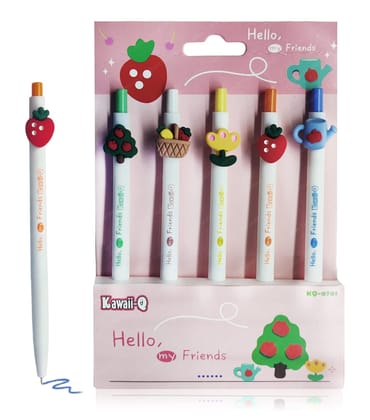 Cute Kawaii Cartoon Theme 0.5mm Gel Pen (Pack of 5) (without box)
