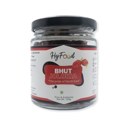 Hyfood Dried Bhut Jolokia Chunks (Ghost Pepper) - 25 gm - One jar of flakes