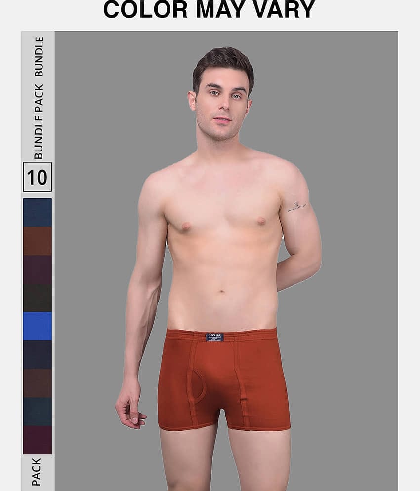 Dollar Lehar Mens Combed Cotton Trunk - Pack of 10 - (Colour May Vary)