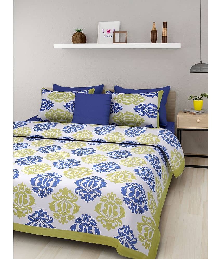 Uniqchoice Cotton 1 Double Bedsheet with 2 Pillow Covers ( Green )