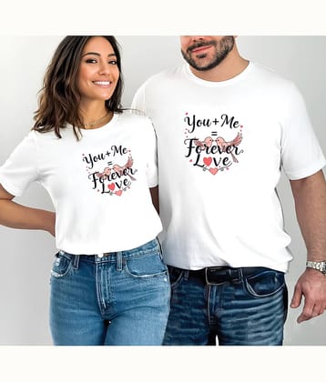 BINAYAK White Cotton Regular Fit Couple T-Shirt