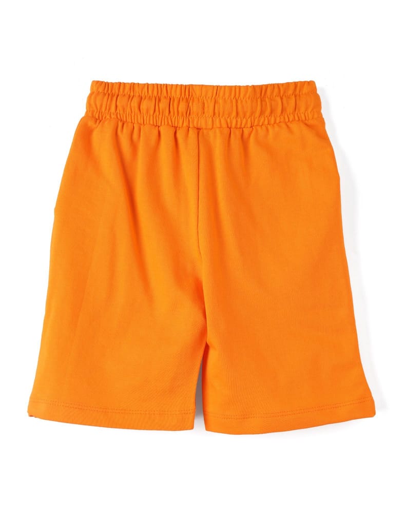 Stylish Kids Girls Shorts Cotton French Terry Vibrant Orange Big Friend Elephant 2025 at ShopCir