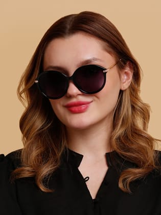 SUNNIES Large Full Frame Metal.Plastic Round Solid Polarized Women Sunglasses-SNS-11689-C025