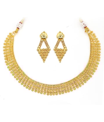 ROFARWORD Gold Brass Necklace Set ( Pack of 1 )