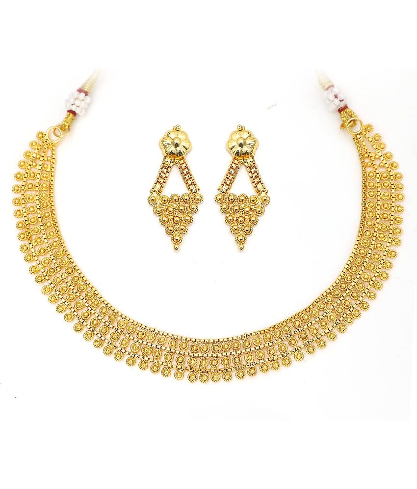 ROFARWORD Gold Brass Necklace Set ( Pack of 1 )