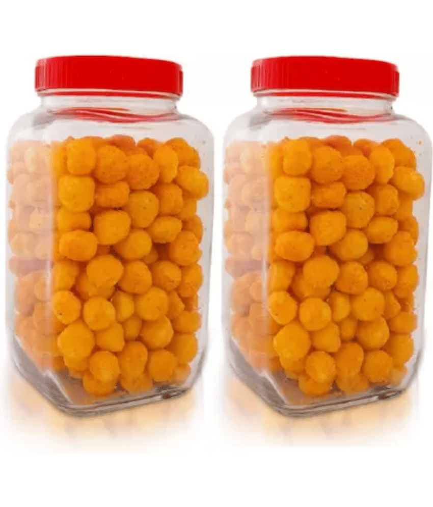 CROCO JAR - Red Glass Food Container ( Pack of 2 )