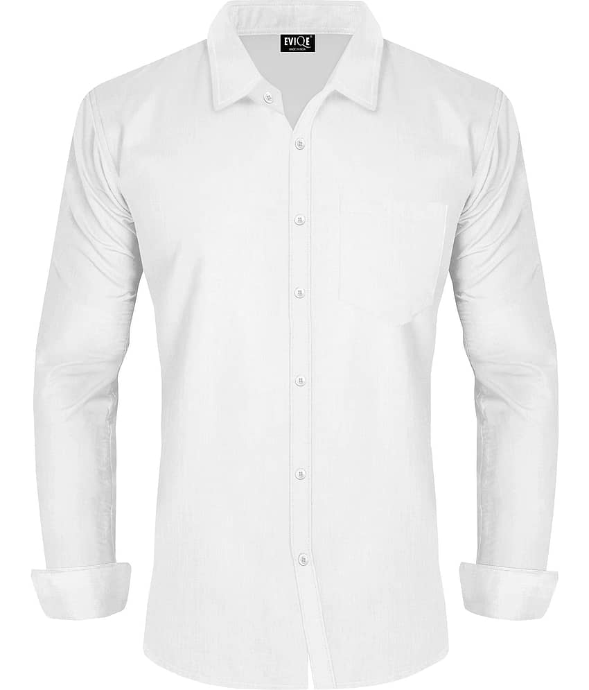 Eviqe Cotton Blend Regular Fit Full Sleeves Men's Formal Shirt - White ( Pack of 1 )