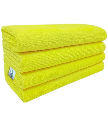 SOFTSPUN Microfiber Cleaning Cloths, 3pcs 40x40cms 340GSM Yellow! Highly Absorbent, Lint and Streak Free, Multi -Purpose Wash Cloth for Kitchen, Car, Window, Stainless Steel, Silverware.