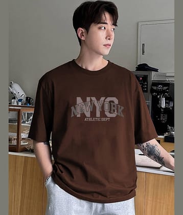 VIOUR Pack of 1 Cotton Blend Relaxed Fit Men's T-Shirt ( Brown )