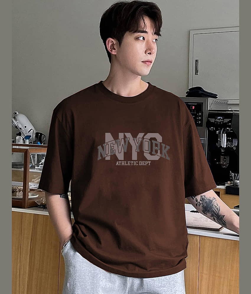 VIOUR Pack of 1 Cotton Blend Relaxed Fit Men's T-Shirt ( Brown )