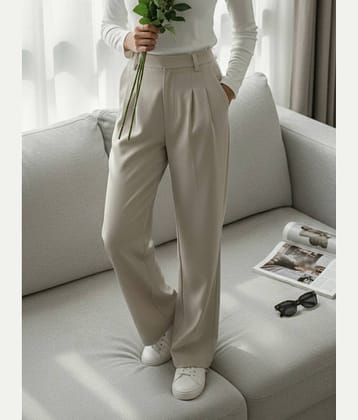 DE TRENDZ Women Cotton Formal Trousers ( Beige )