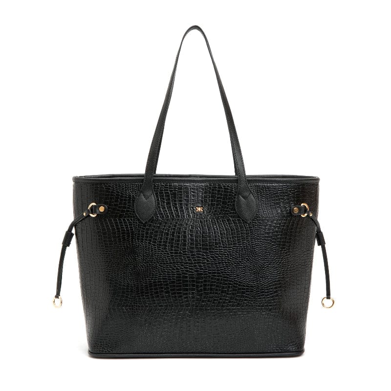 Croco Embossed Tote (L)-Black