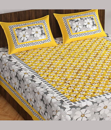 Cosito Cotton 1 Double Bedsheet with 2 Pillow Covers ( Yellow )