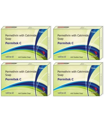 Meditek Permitek C Soap for Scalp Treatment 75Gms. Each - Antibacterial Soap for Normal Skin ( Pack of 4 )