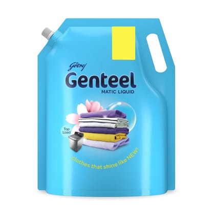 Genteel Matic Liquid Detergent Refill Pouch for Top load Washing - 60gm | No Soda Formula | with Added Fabric Conditioner