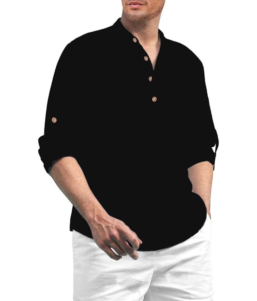 TrendiVastra Peach Cotton Blend Men's Shirt Style Kurta ( Pack of 1 )