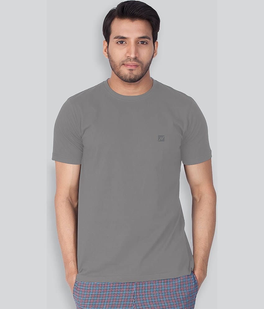 Lux Nitro Cotton Blend Regular Fit Solid Half Sleeves Men's Round T-Shirt - Grey ( Pack of 1 )