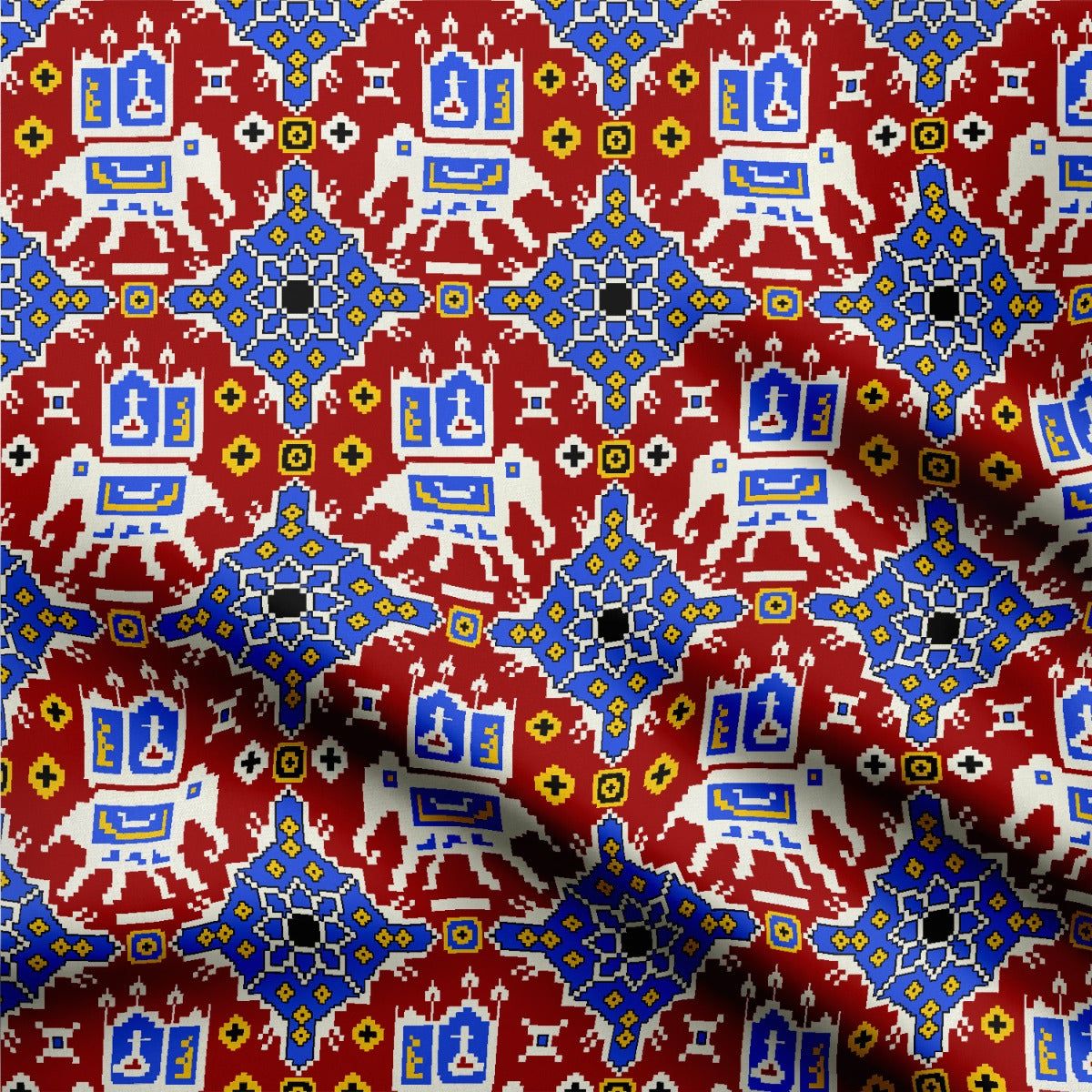 Blue and Red Patola-Cotton