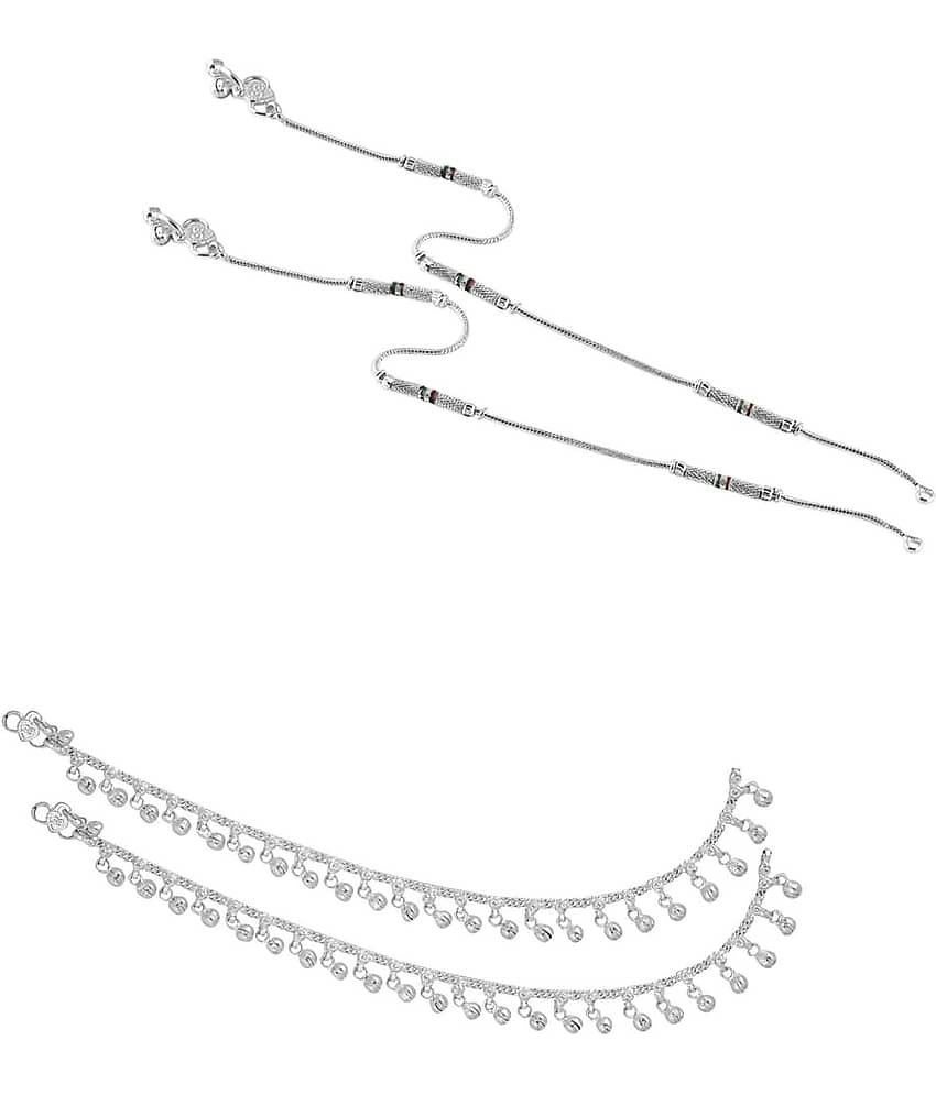 HEER COLLECTION - Silver Anklets ( Pack of 2 )