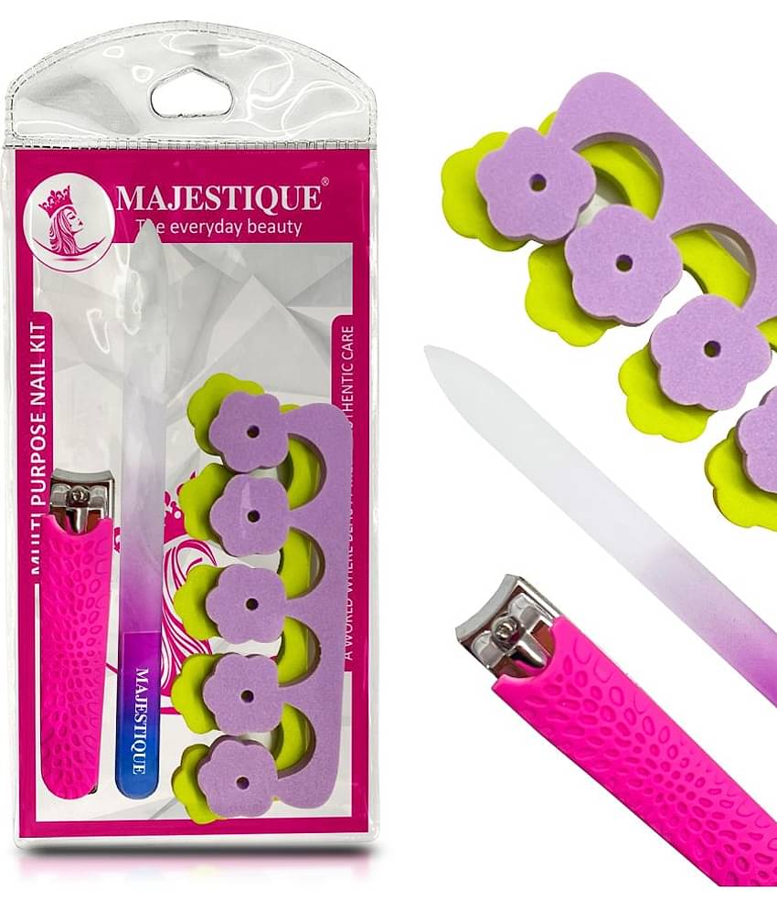 Majestique Multi Purpose Nail Kit with Glass Filer, Fingernail & Toenail for women, Men - Multicolor
