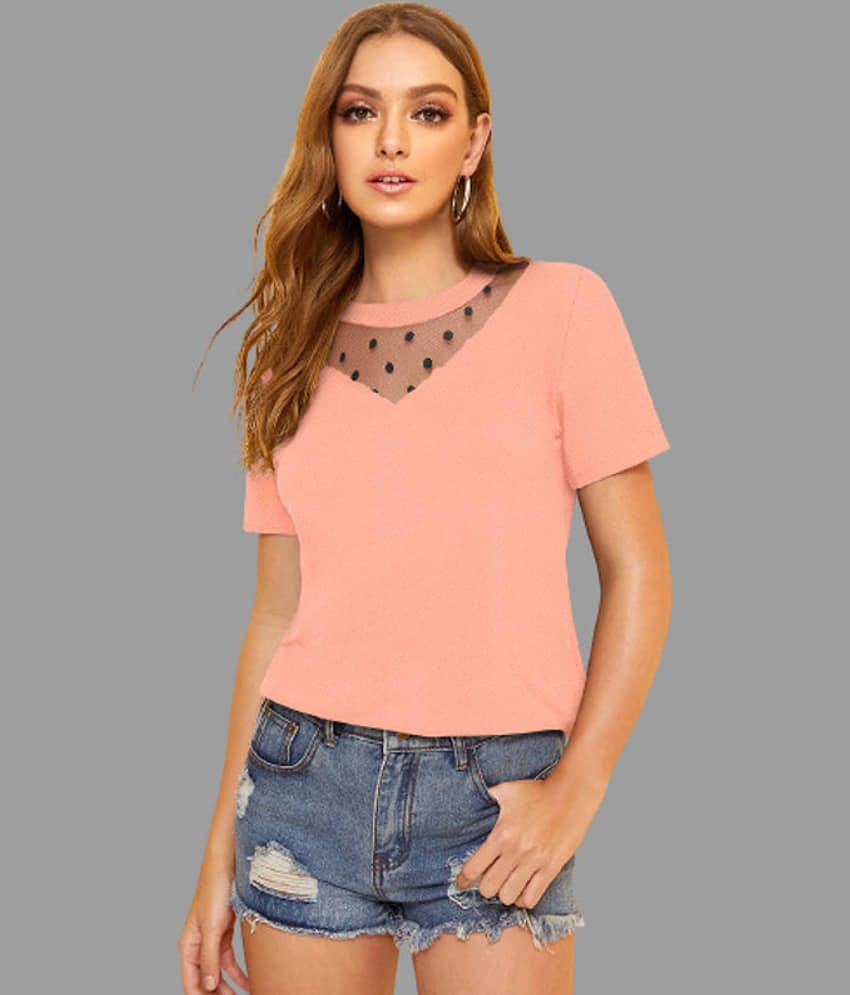 Sanjana Silk Women's Cotton Blend Regular Top ( Peach )