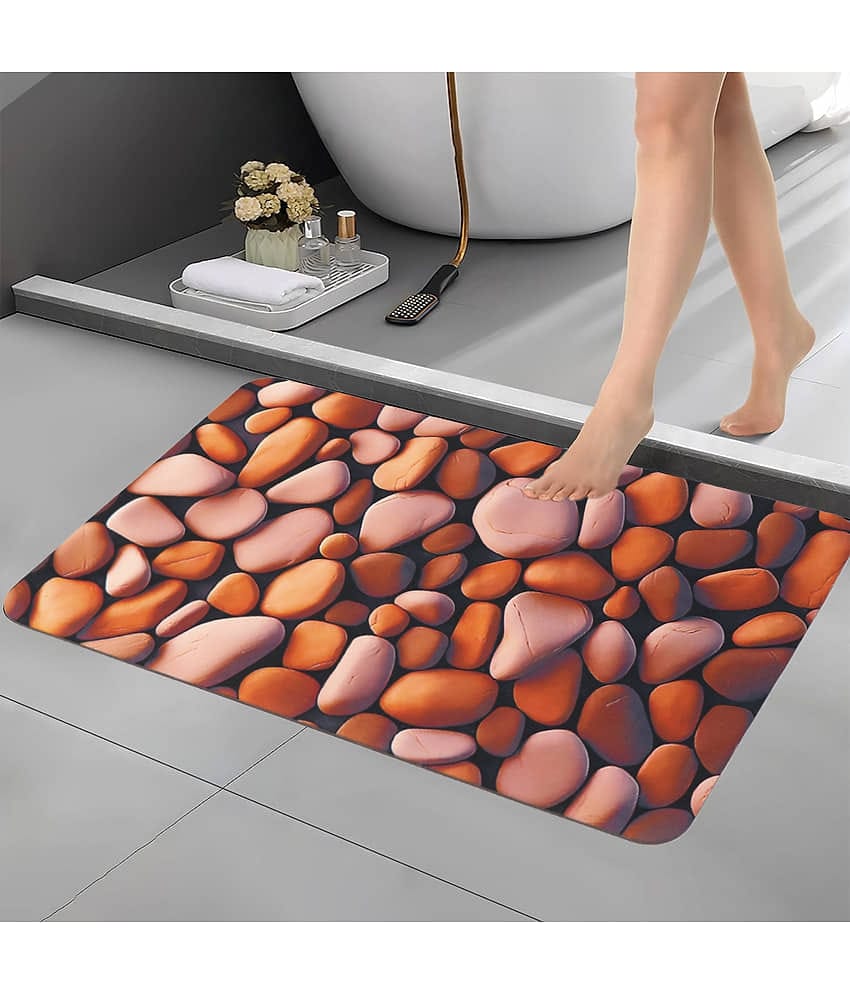 BELLA TRUE Anti-skid Rubber Bath Door Mat 58x38 cm ( Pack of 1 ) - Black